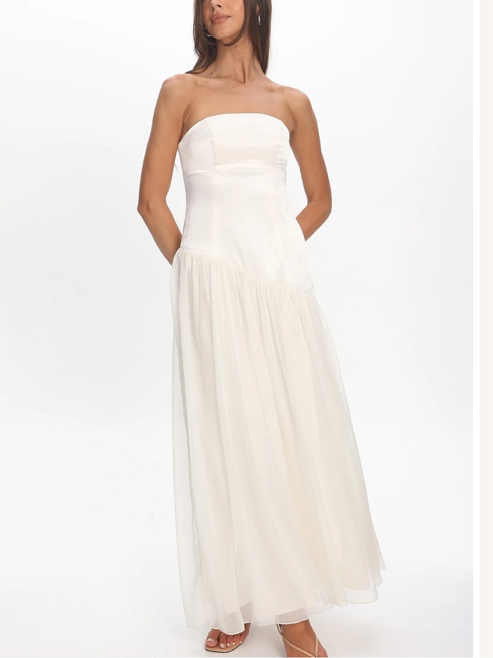 Selfie Leslie Strapless Cream Maxi Dress